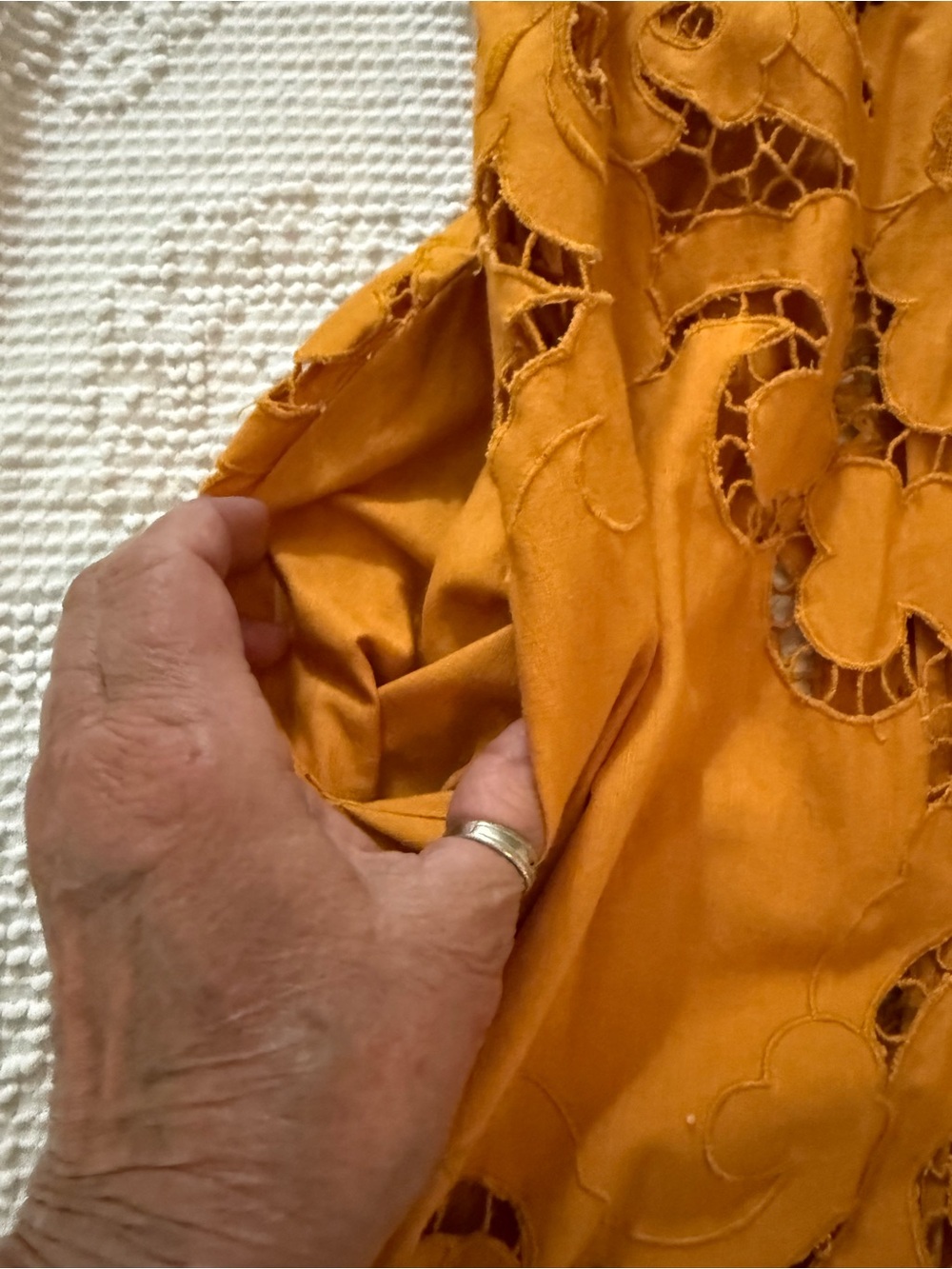 Free People Suzanna Autumn marigold eyelet Cotton Duster size Med - Picture 9 of 13